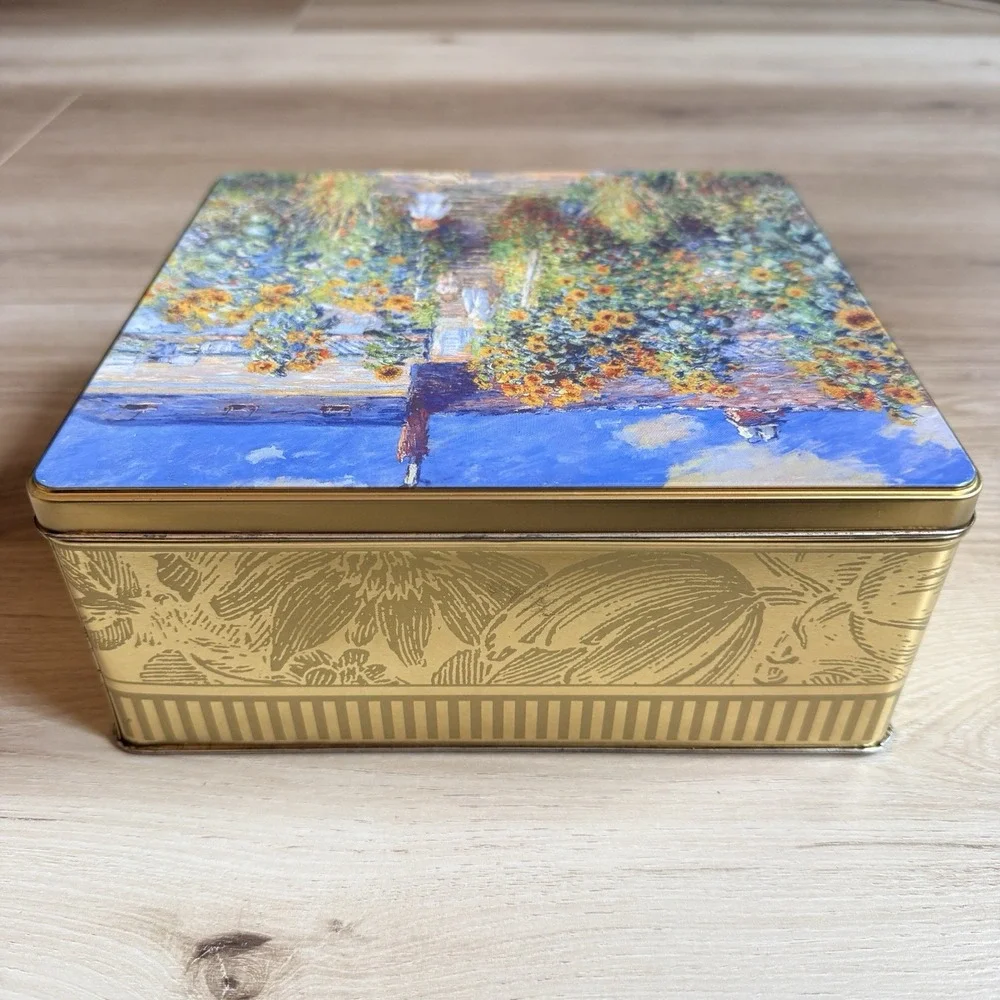 Monet gold Decorative Tin with‎ Lid - Artists garden